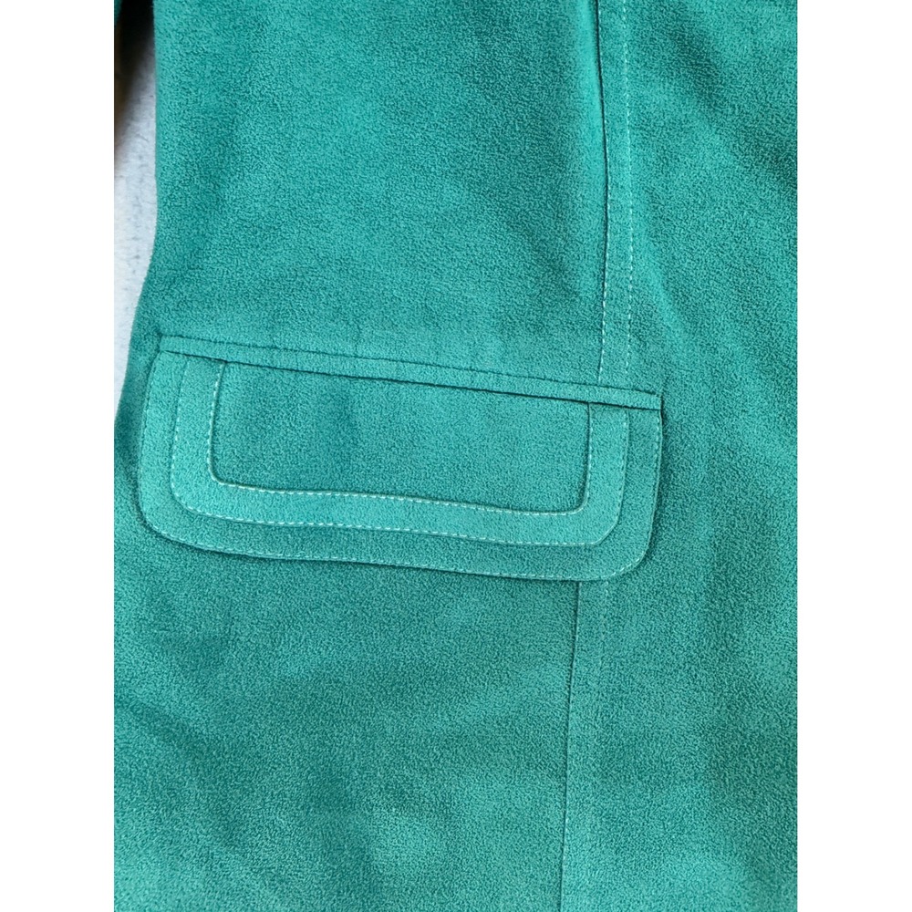 Vintage Teal Faux Suede Skirt Suit Set Blazer & Midi Skirt Green 2 Piece - Picture 3 of 16